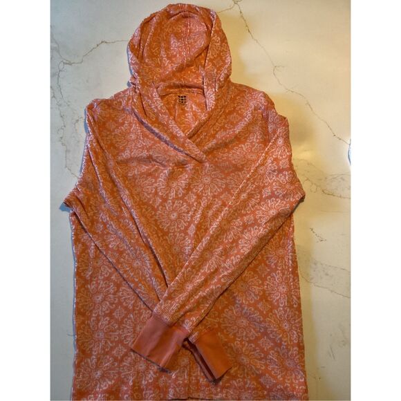 Title Nine Waffle Weave Hoody Hoodie Sz L Orange - Picture 1 of 5